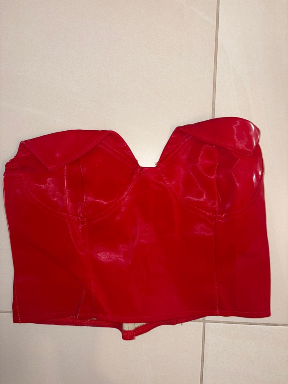 Red Satin Bustier Crop Top